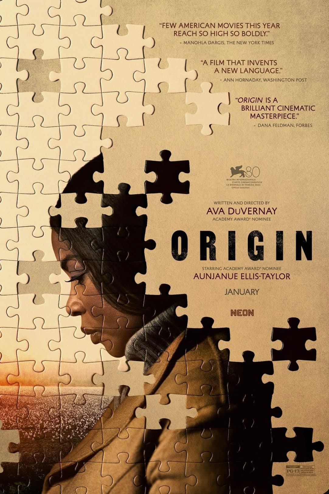 Puzzle-piece poster titled Origin for an ambassador feature.