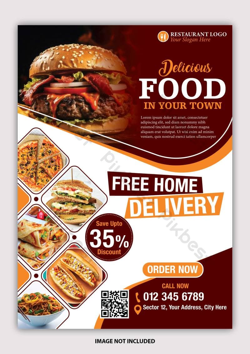 Bold orange shawarma promo flyer for Zeniva Kitchen.